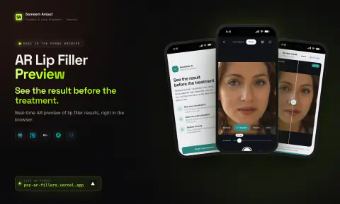 AR Lip Filler Preview: three mobile screens