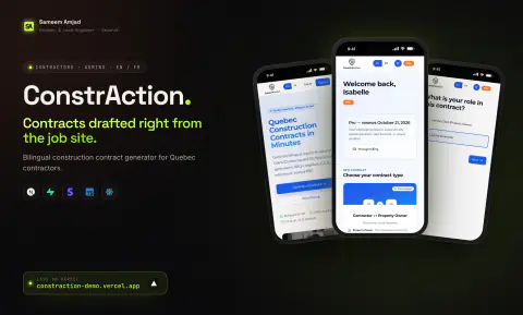 ConstrAction: three mobile screens