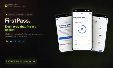 FirstPass: three mobile screens