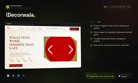 iDecorwala: product screen and key features