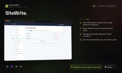 SiteWrite: product screen and key features