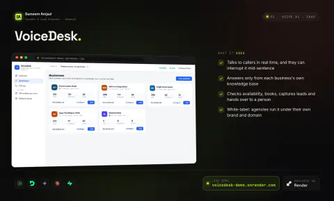 VoiceDesk: product screen and key features